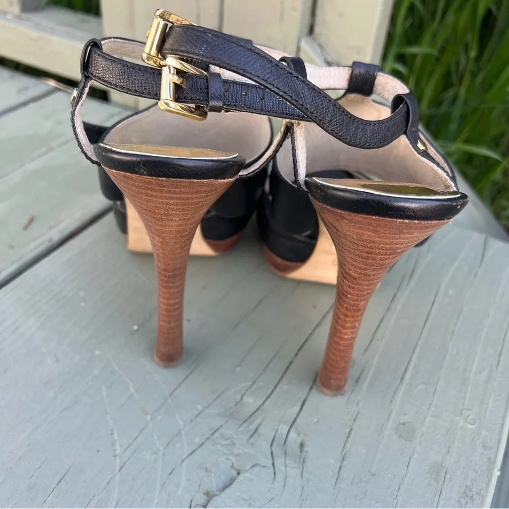 Michael Kors, McKenzie Black Women Heel Sandals Size 9